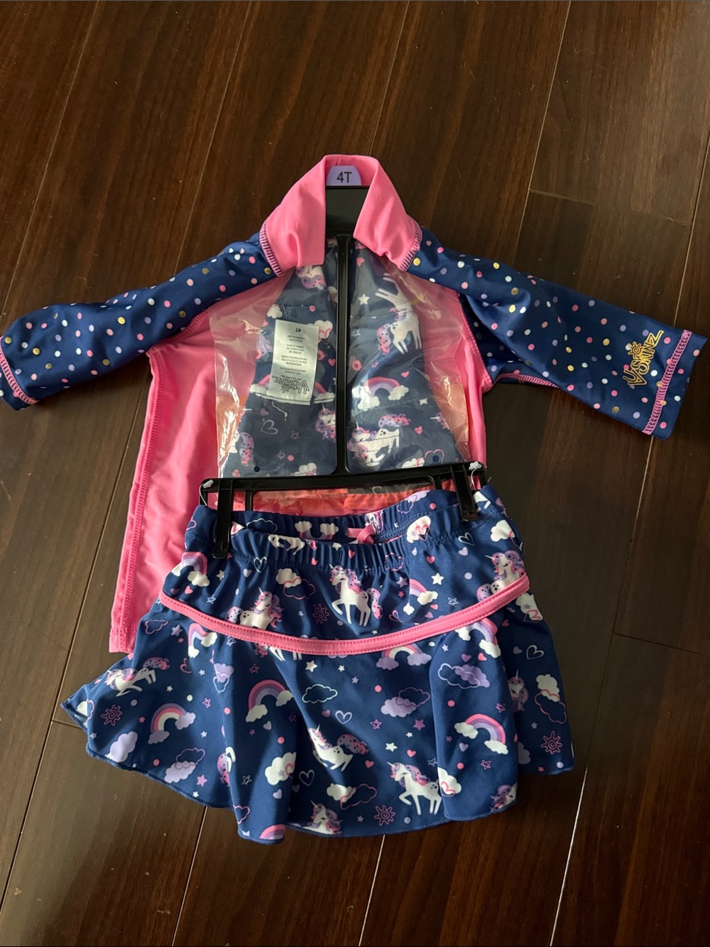3 pc set Girls Navy & Pink Unicorn Swim Set - 4T